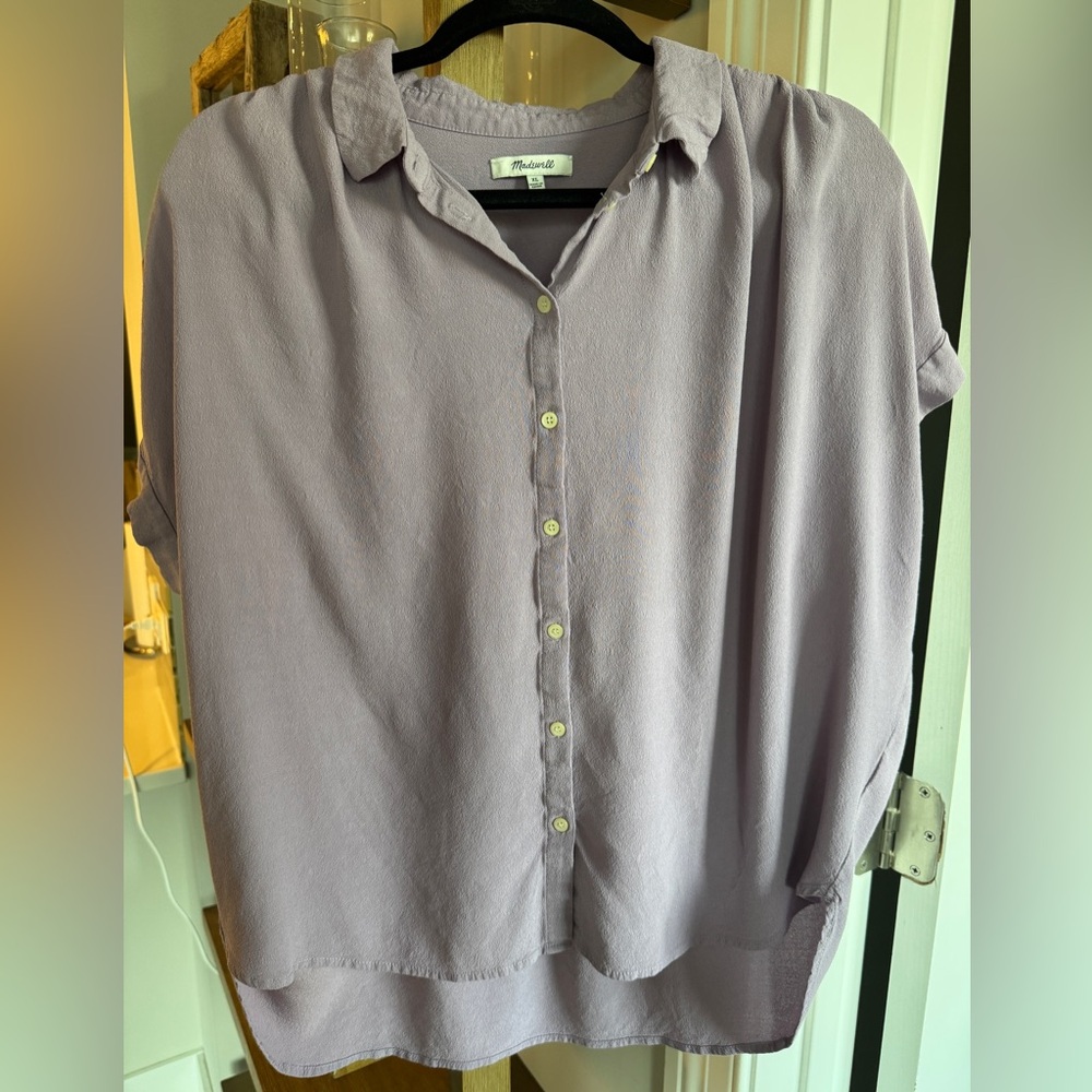 EUC Madewell Lilac Central Drapey Button Down Shirt, Size XL - Picture 8 of 11